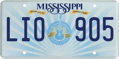 MS license plate LIO905