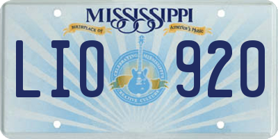 MS license plate LIO920