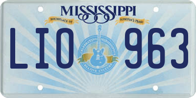 MS license plate LIO963