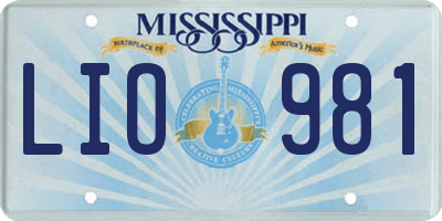 MS license plate LIO981