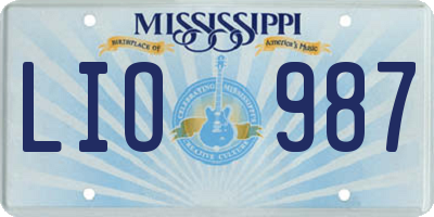 MS license plate LIO987