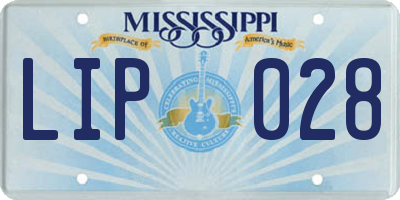 MS license plate LIP028