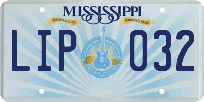 MS license plate LIP032