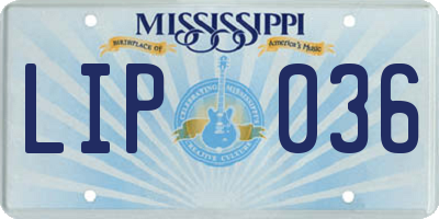 MS license plate LIP036