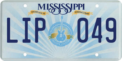 MS license plate LIP049