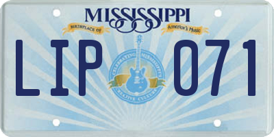 MS license plate LIP071