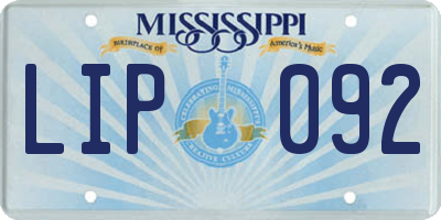 MS license plate LIP092