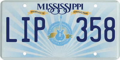 MS license plate LIP358