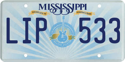 MS license plate LIP533
