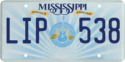 MS license plate LIP538