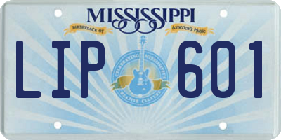 MS license plate LIP601
