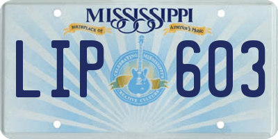 MS license plate LIP603