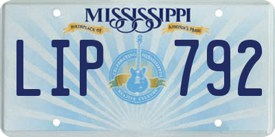 MS license plate LIP792