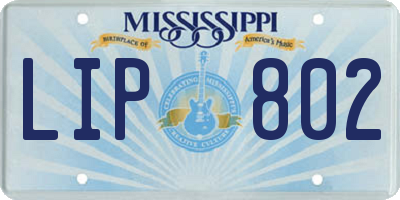 MS license plate LIP802