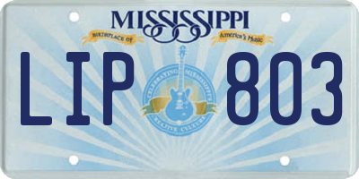 MS license plate LIP803