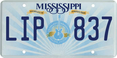 MS license plate LIP837