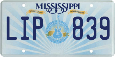 MS license plate LIP839