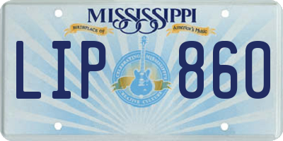 MS license plate LIP860