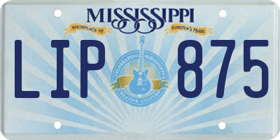 MS license plate LIP875