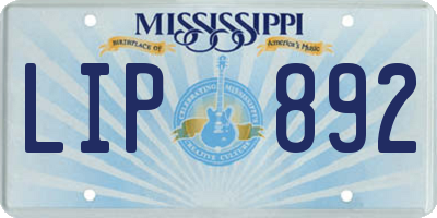 MS license plate LIP892