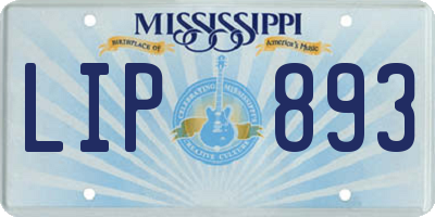 MS license plate LIP893