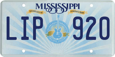 MS license plate LIP920