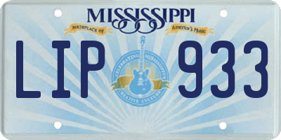 MS license plate LIP933
