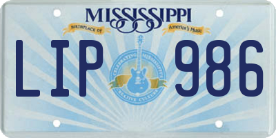 MS license plate LIP986
