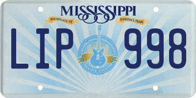 MS license plate LIP998