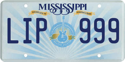 MS license plate LIP999