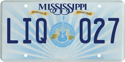 MS license plate LIQ027