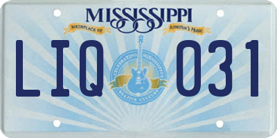 MS license plate LIQ031