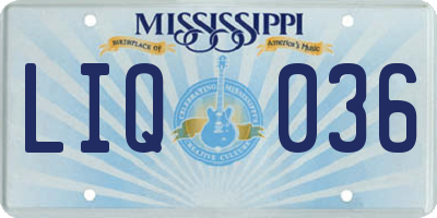 MS license plate LIQ036