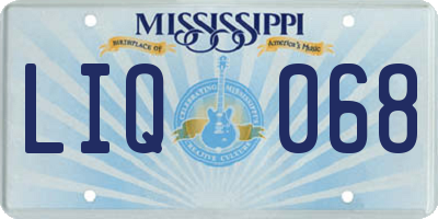 MS license plate LIQ068