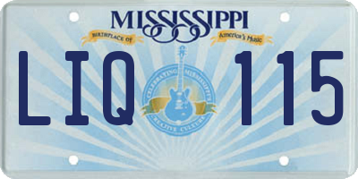 MS license plate LIQ115