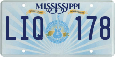 MS license plate LIQ178