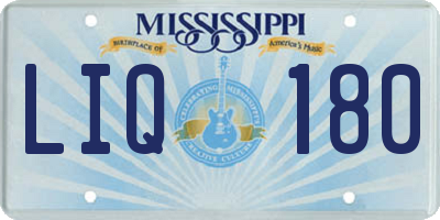 MS license plate LIQ180