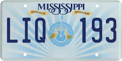 MS license plate LIQ193