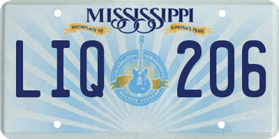 MS license plate LIQ206