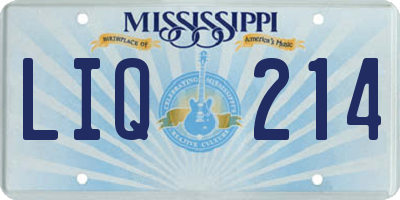 MS license plate LIQ214
