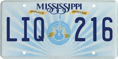 MS license plate LIQ216