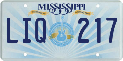 MS license plate LIQ217