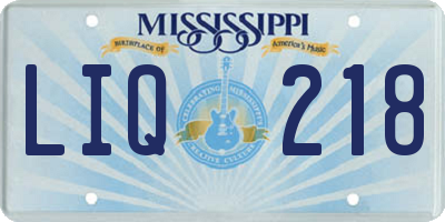 MS license plate LIQ218