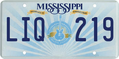 MS license plate LIQ219