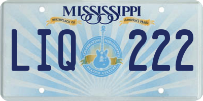 MS license plate LIQ222