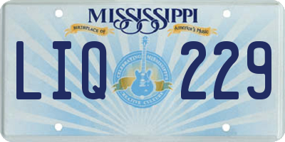 MS license plate LIQ229
