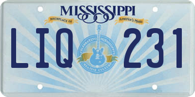 MS license plate LIQ231