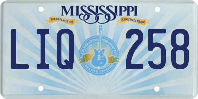 MS license plate LIQ258