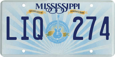 MS license plate LIQ274