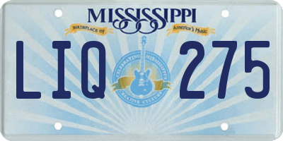 MS license plate LIQ275